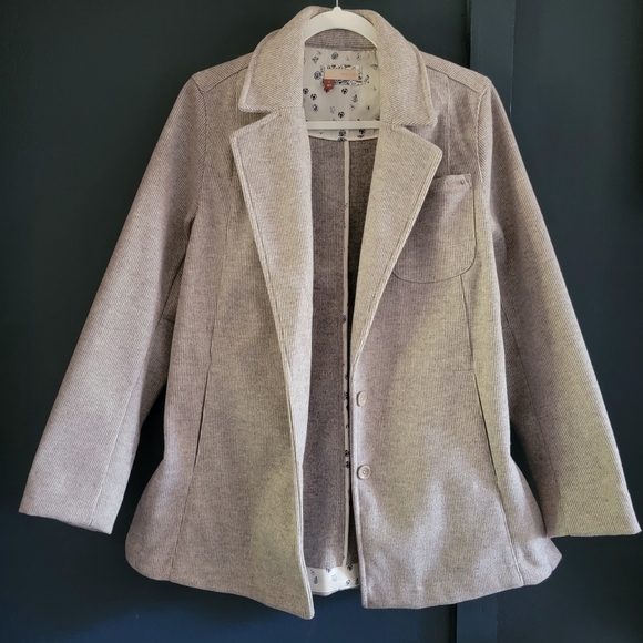 NWOT PILCRO Anthropologie Oversized Academia Blazer Jacket Stripe Beige Small - Picture 5 of 15